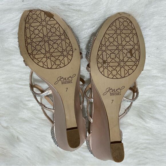 Jewel Badgley Mischka Pink Rhinestone/Crystal Wedge‎ Heel -- 7 - Picture 12 of 13